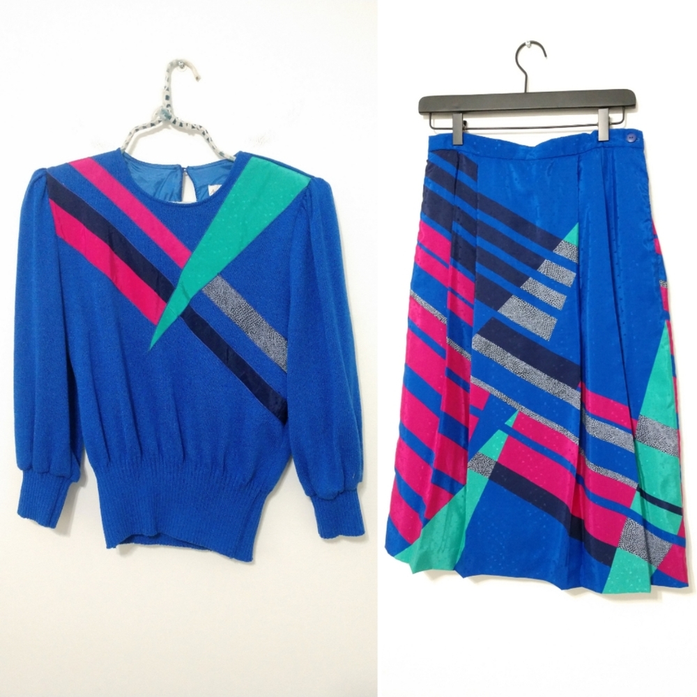Vintage Knit Sweater and Skirt Set 80's design - Picture 1 of 13
